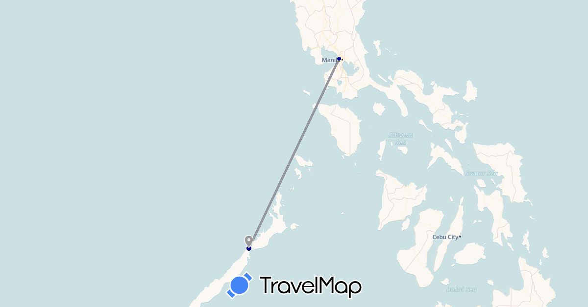 TravelMap itinerary: driving, plane in Philippines (Asia)